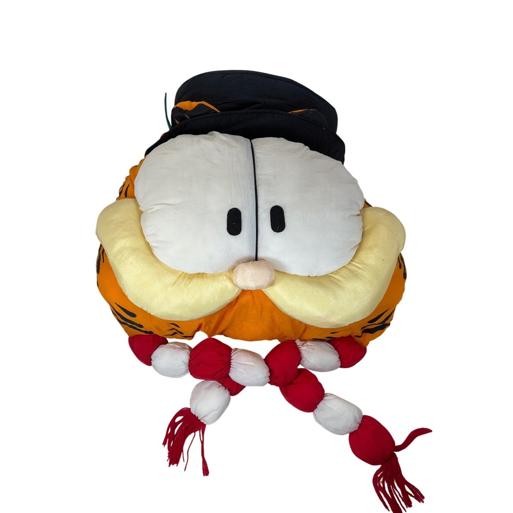 Vintage 1981 Garfield Cat Jumbo 28" Nylon Plush Toy Puffalump Style Winter Hat